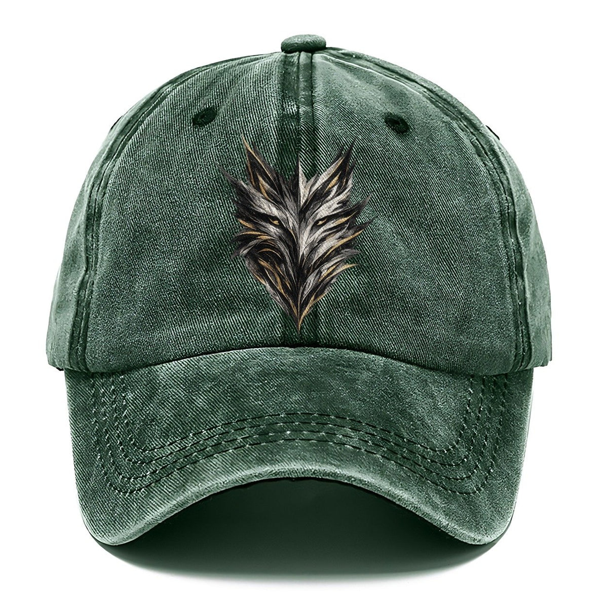 Black Gold Wolf Face Classic Cap – Forest Mist