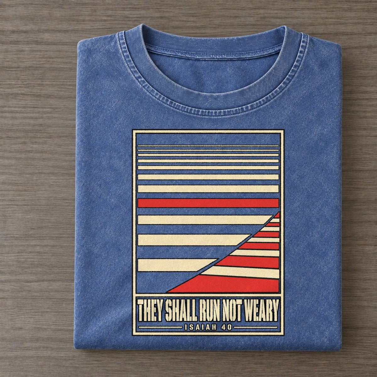 They Shall Run Not Weary Pit Board Parables Vintage T-shirt – Washed Blue