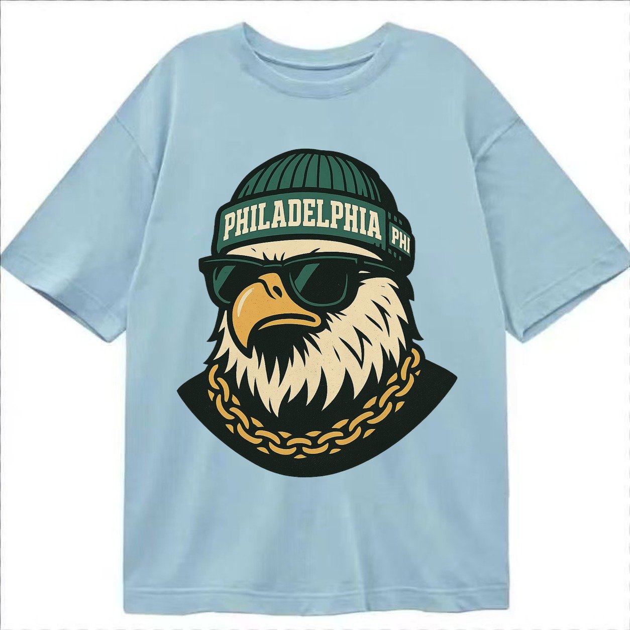 Animaleaglelocationtextphiladelphiainitialsphibeaniecolorgre Classic T-shirt – Light Blue