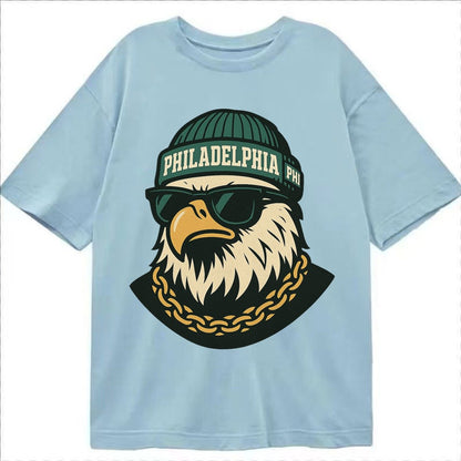 Animaleaglelocationtextphiladelphiainitialsphibeaniecolorgre Classic T-shirt – Light Blue