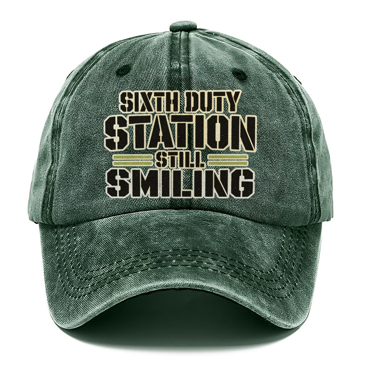 Sixth Duty Station Still Smiling Barracks Wit Classic Cap – Forest Mist