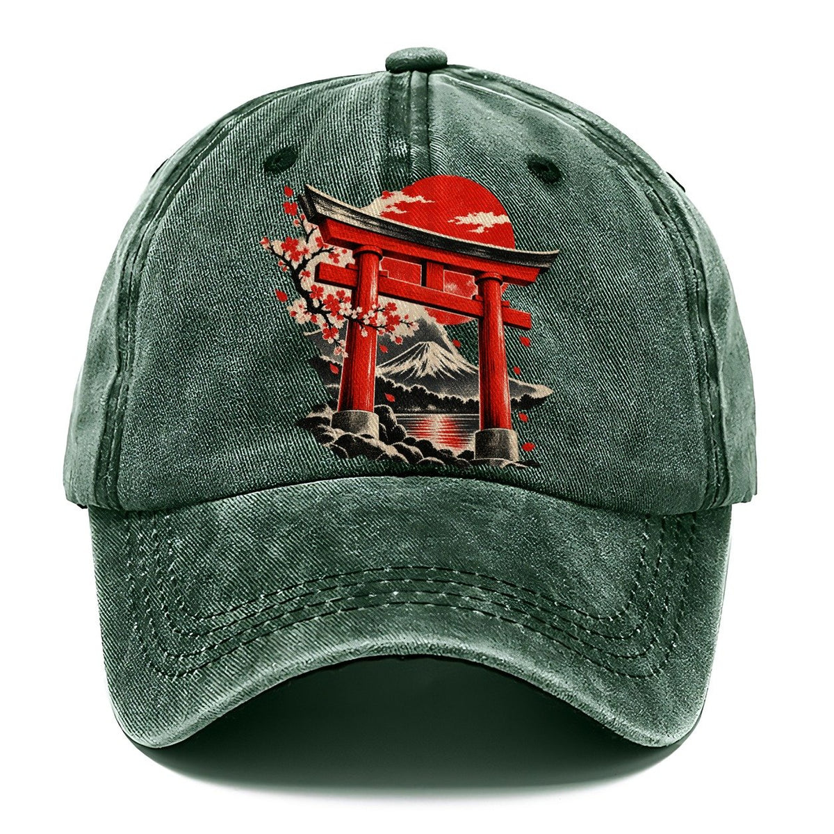 Torii Gate Mount Fuji Blossoms Classic Cap – Forest Mist