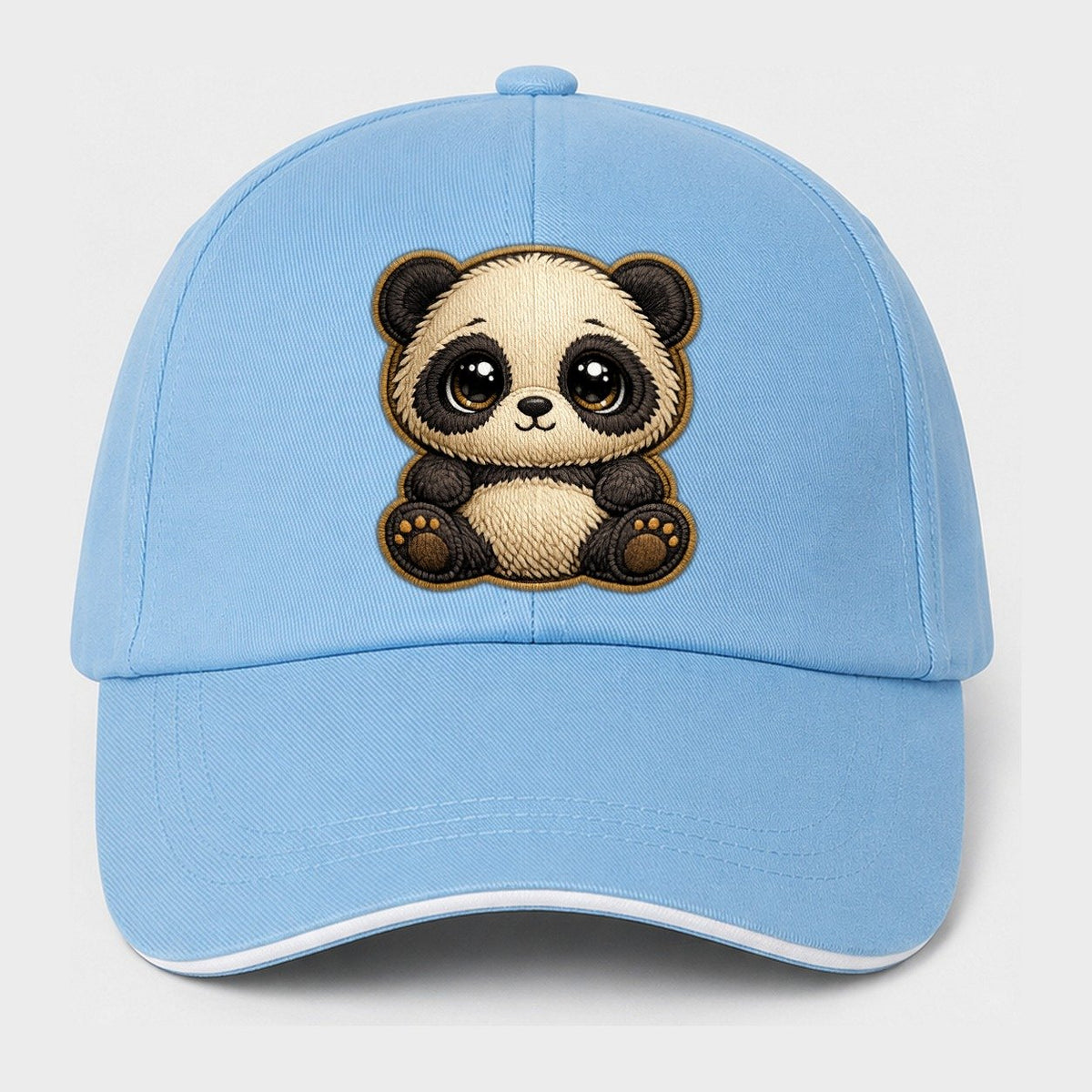 Baby Giant Panda Cub Contrast Trim Cap – Light Blue