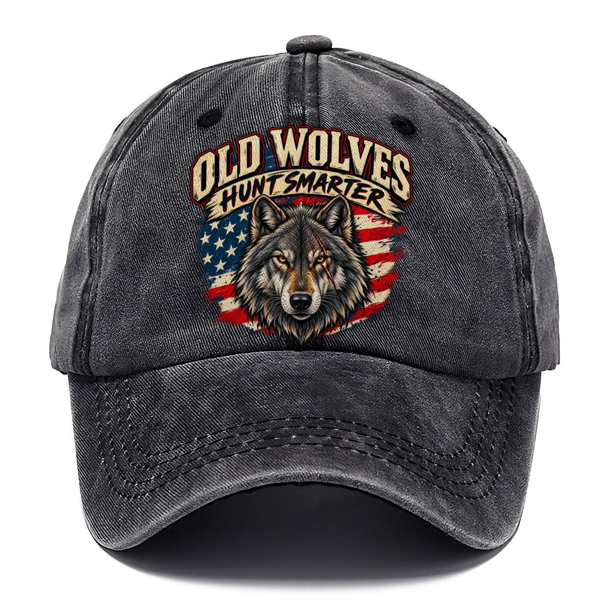 Old Wolves Hunt Smarter Old Man Strong Classic Cap – Graphite