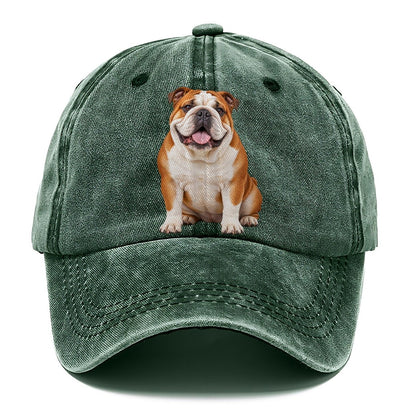 English Bulldog Sitting Top Breeds Classic Cap – Forest Mist