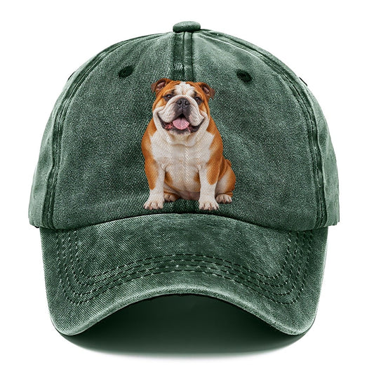 English Bulldog Sitting Top Breeds Classic Cap – Forest Mist