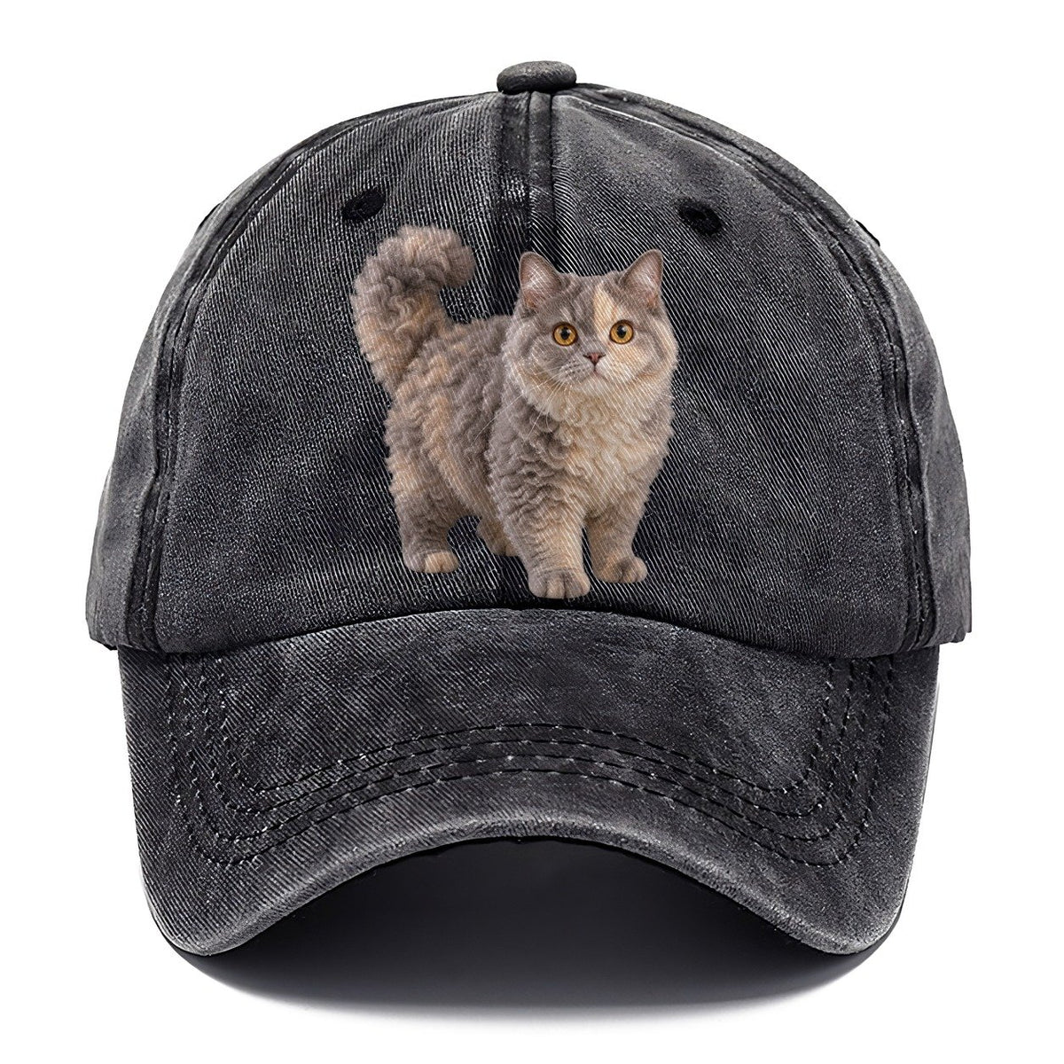 Selkirk Rex Standing Three Quarter Realistic Cat Portrait Classic Cap – Graphite
