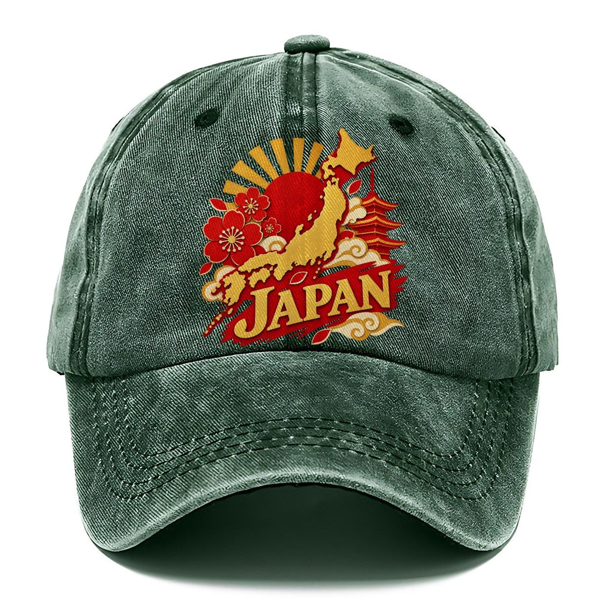 Japan Rising Sun Map Classic Cap – Forest Mist