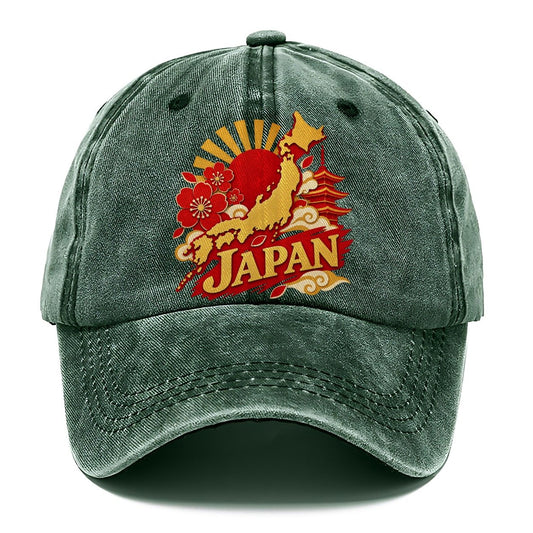 Japan Rising Sun Map Classic Cap – Forest Mist
