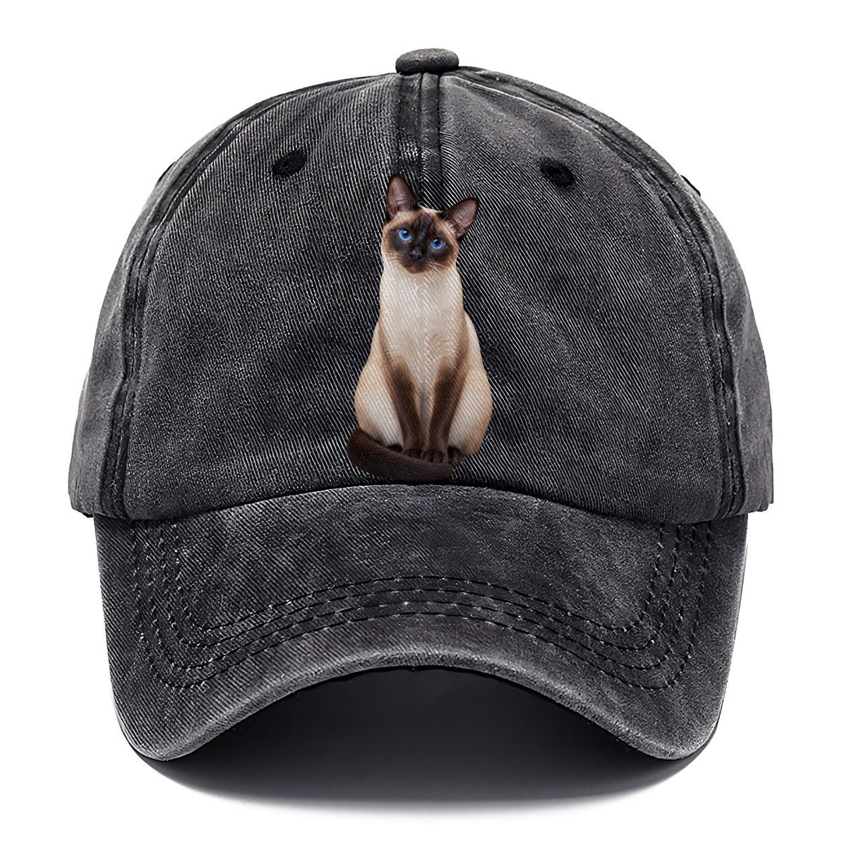 Siamese Seated Portrait Realistic Cat Portrait Classic Cap – Graphite