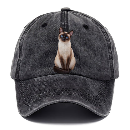 Siamese Seated Portrait Realistic Cat Portrait Classic Cap – Graphite