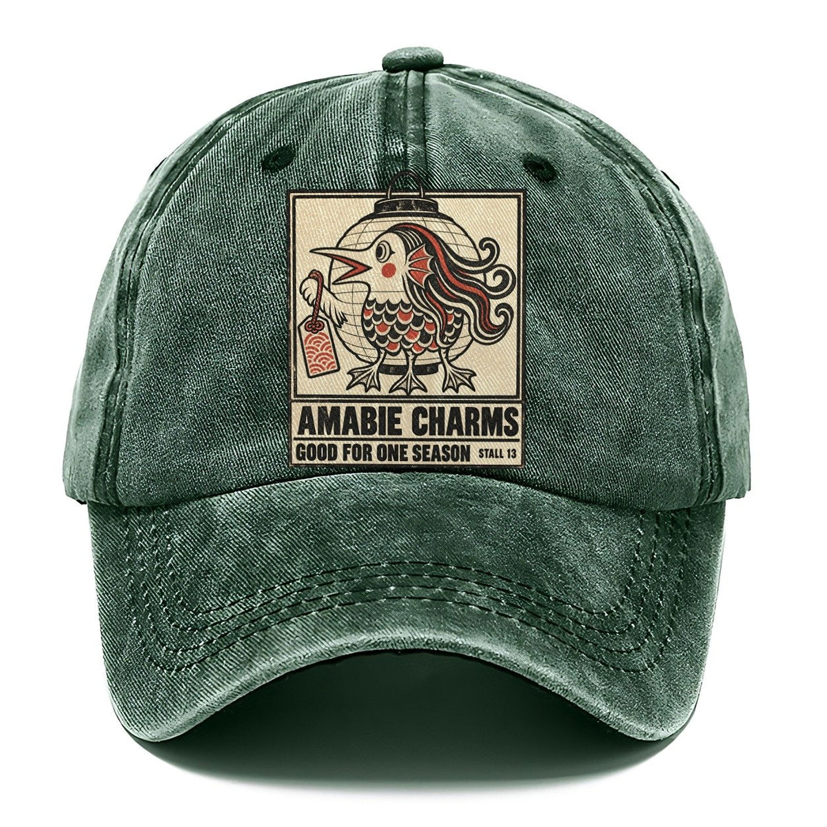 Amabie Charms Yokai Night Market Classic Cap – Forest Mist