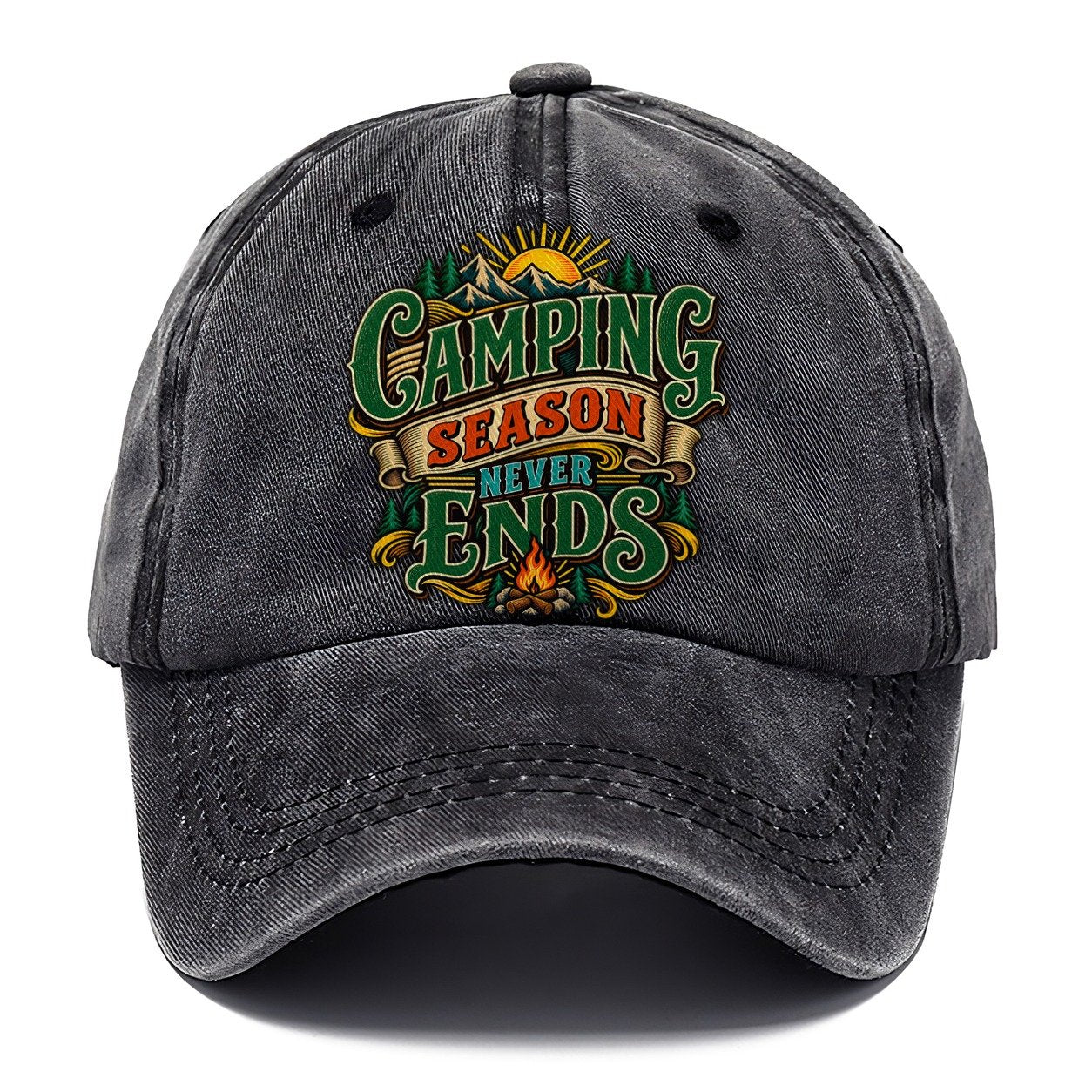 Camping Season Never Ends Retired Living Classic Cap – Graphite