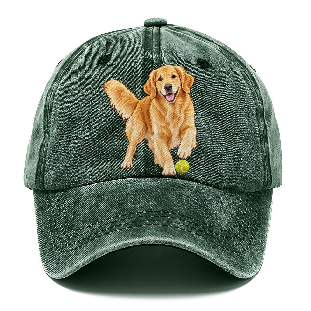 Golden Retriever with Tennis Ball Classic Cap – Forest Mist
