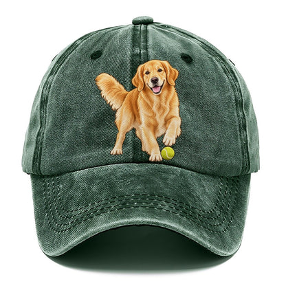 Golden Retriever with Tennis Ball Classic Cap – Forest Mist