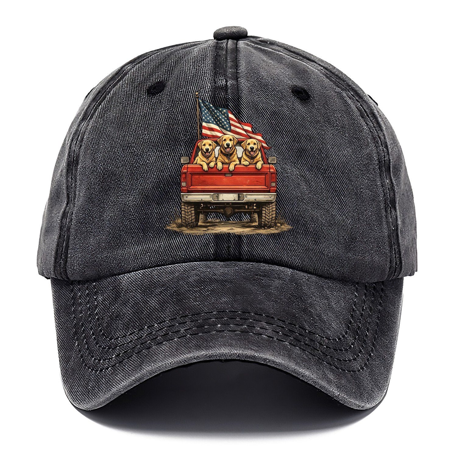 Golden Retriever Patriotic Truck Crew Classic Cap – Graphite