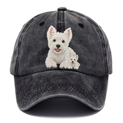 Cut-Paper Westie Lying Down Classic Cap – Graphite