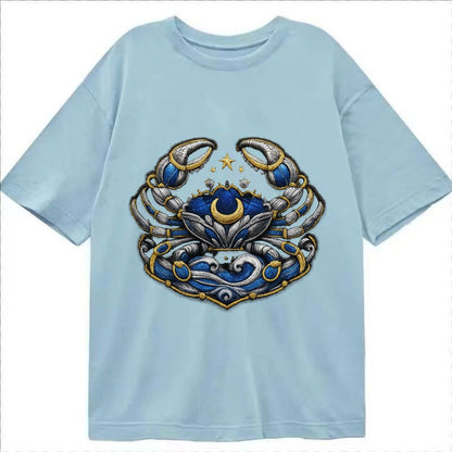 Embroidered Patch Design Cancer Crab Protective Crab In Silv Classic T-shirt – Light Blue