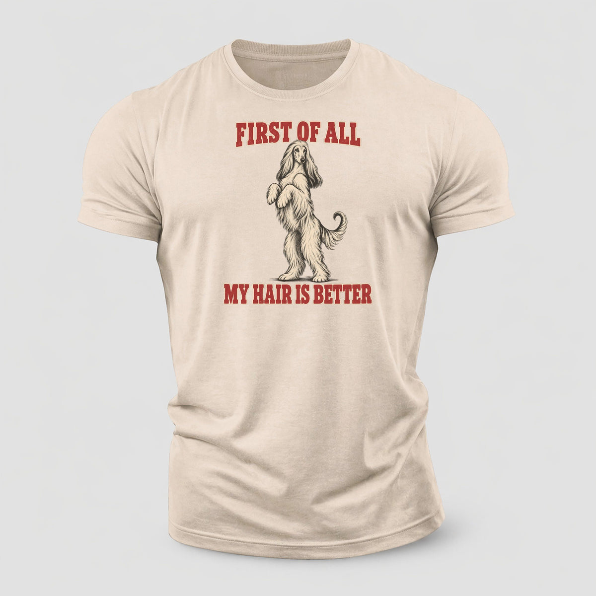 Afghan Hound Dog Declarations Cotton T-Shirt – Sand
