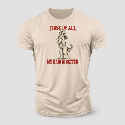 Afghan Hound Dog Declarations Cotton T-Shirt – Sand