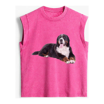 Bernese Mountain Dog Vintage Washed Tank – Pink
