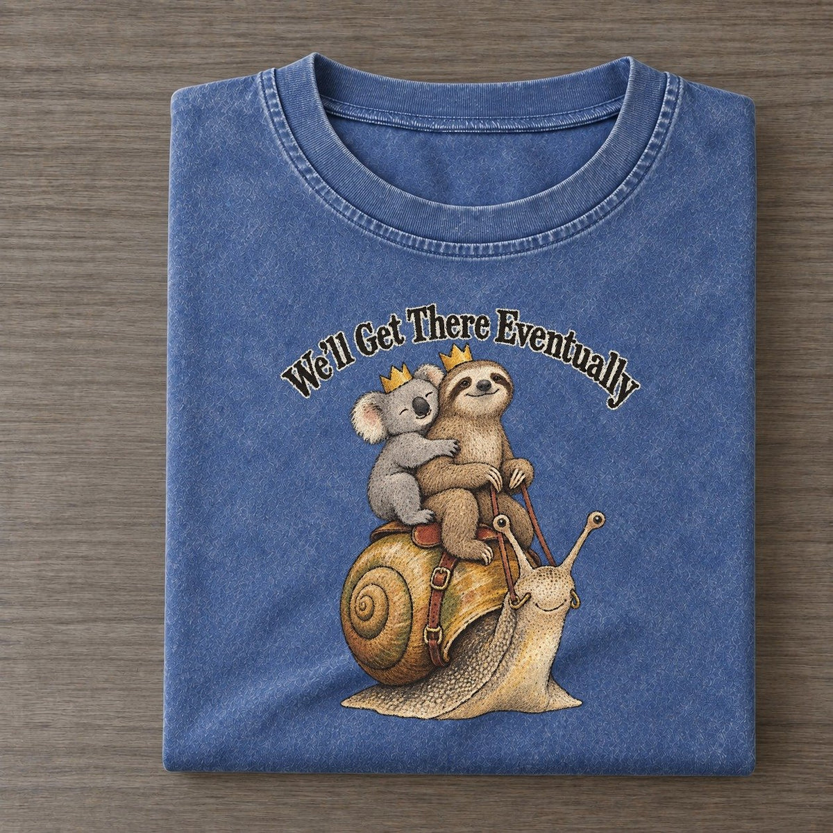 Well Get There Eventually Kerfuffle Club Vintage T-shirt – Washed Blue