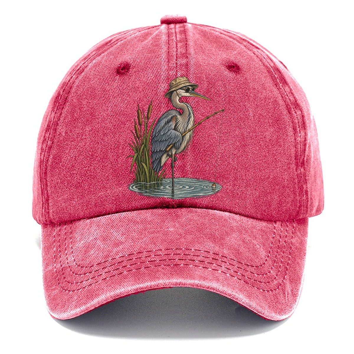 Heron Gone Fishing Slow Camp Club Classic Cap – Pomegranate Blush