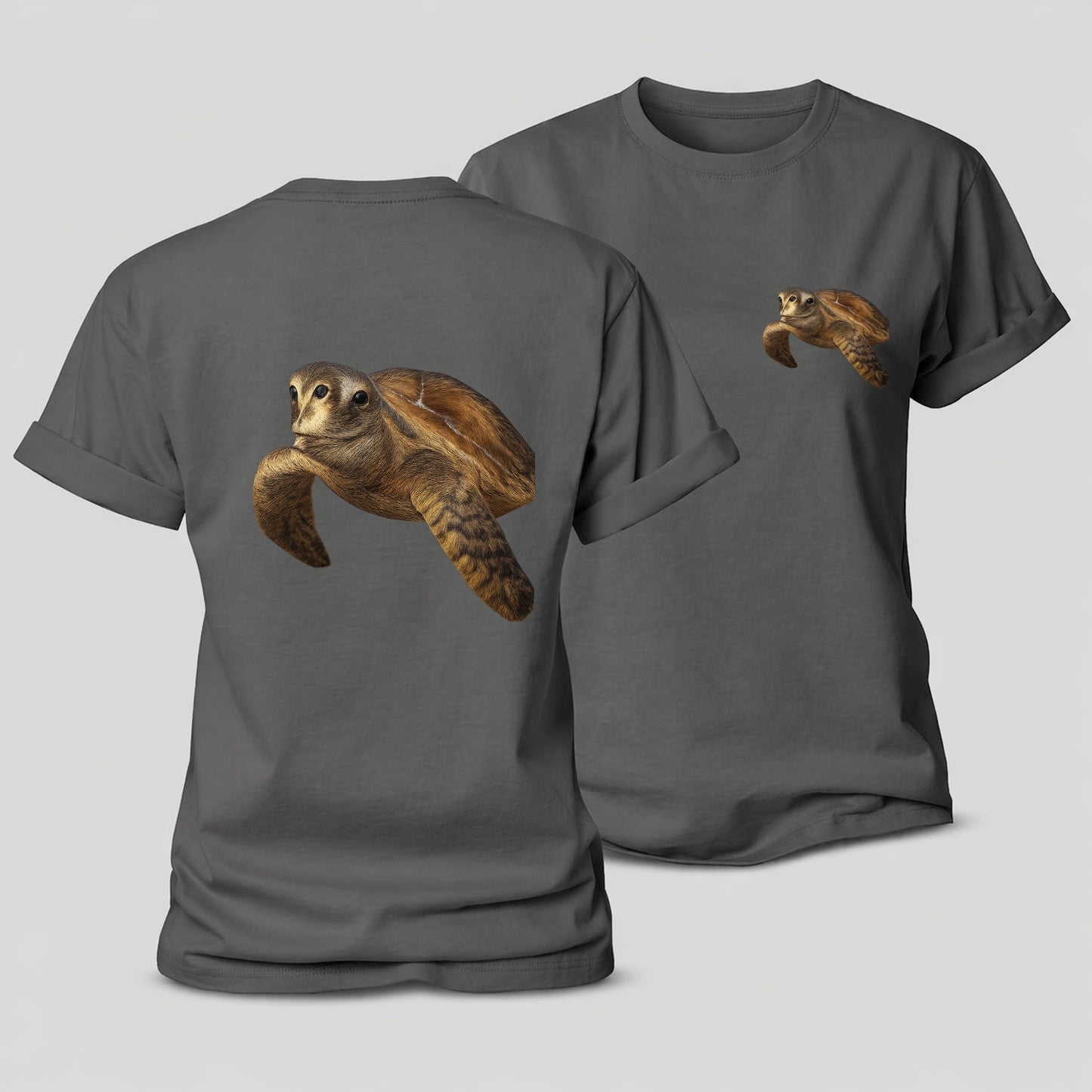 Sea Turtle Portrait Design Women's Cotton T-Shirt – Grey