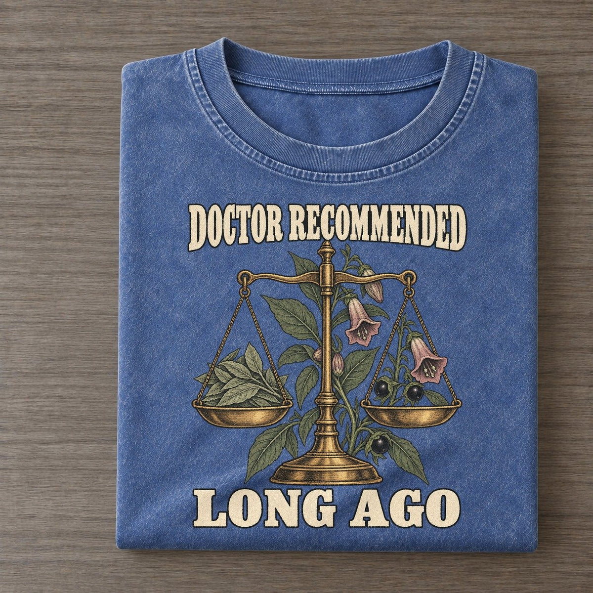 Long Ago Botanical Warnings Vintage T-shirt – Washed Blue