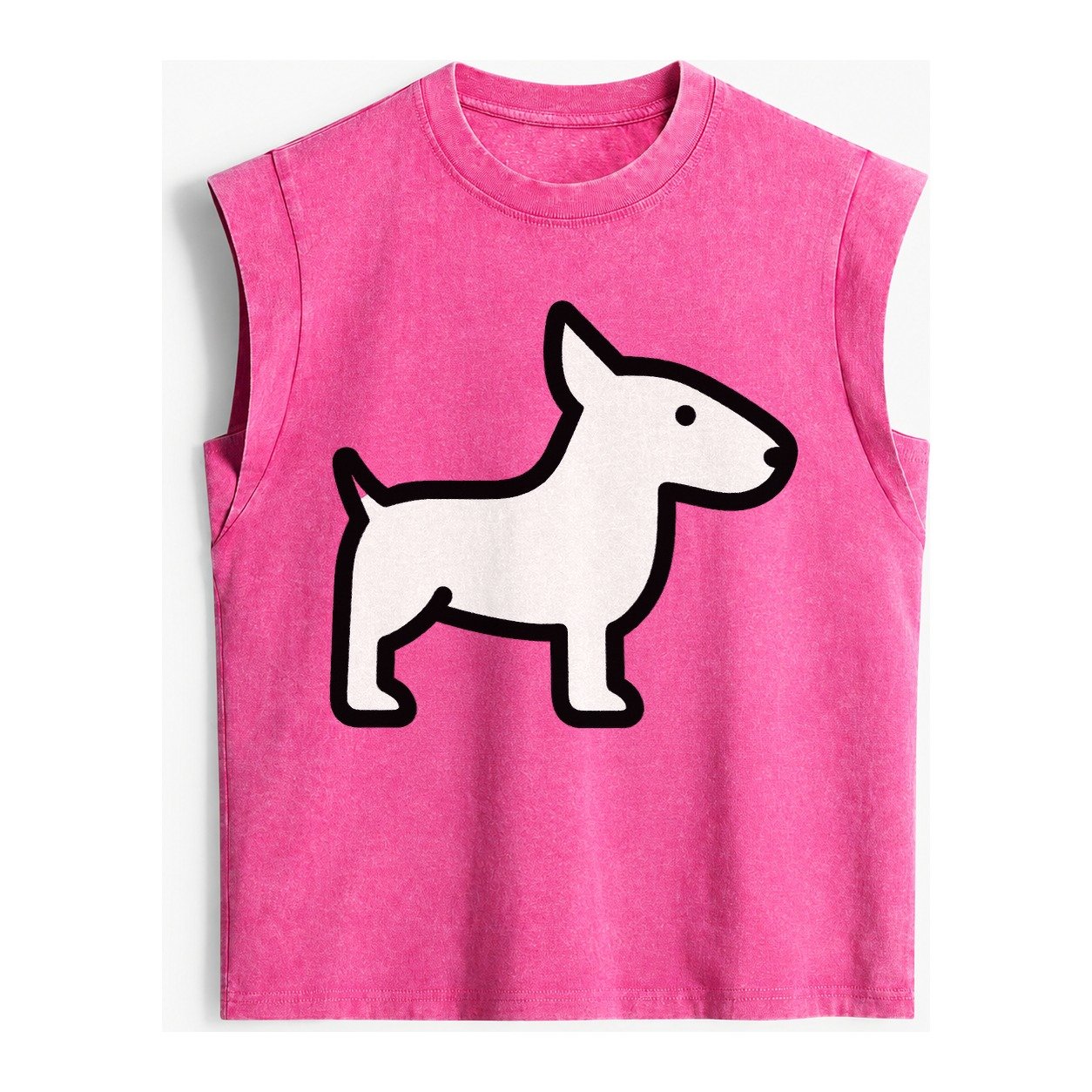Bull Terrier White Egg Shaped Head Flat Side Profile Vintage Washed Tank – Pink