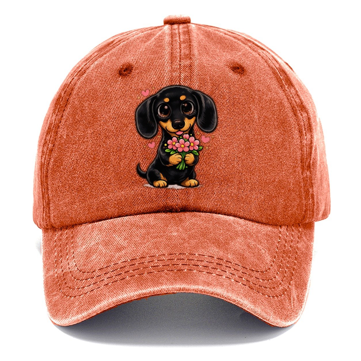 Dachshund Flower Bouquet Classic Cap – Terracotta Clay