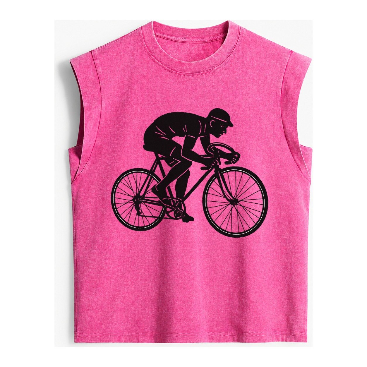 Cyclist Sprinting In Racing Position Vintage Washed Tank – Pink