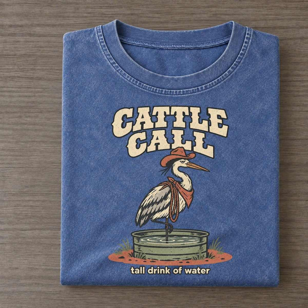 Cattle Call Cowboy Critters Vintage T-shirt – Washed Blue