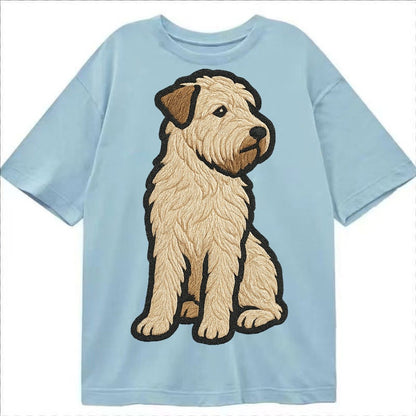 Soft Coated Wheaten Terrier Light Tan Flowing Coat Embroider Classic T-shirt – Light Blue