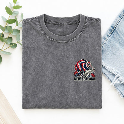 New Zealand Country Pride Left Chest Vintage T-shirt – Grey