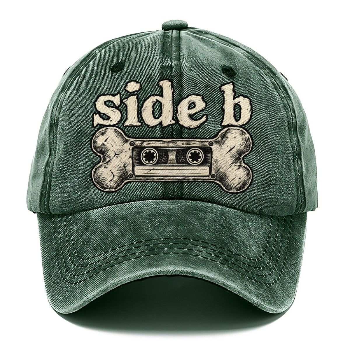 A Dog Bone Drawn As A Cassette Tape Bark For Me Classic Cap – Forest Mist