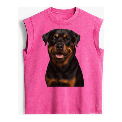 Rottweiler Powerful Guardian Vintage Washed Tank – Pink