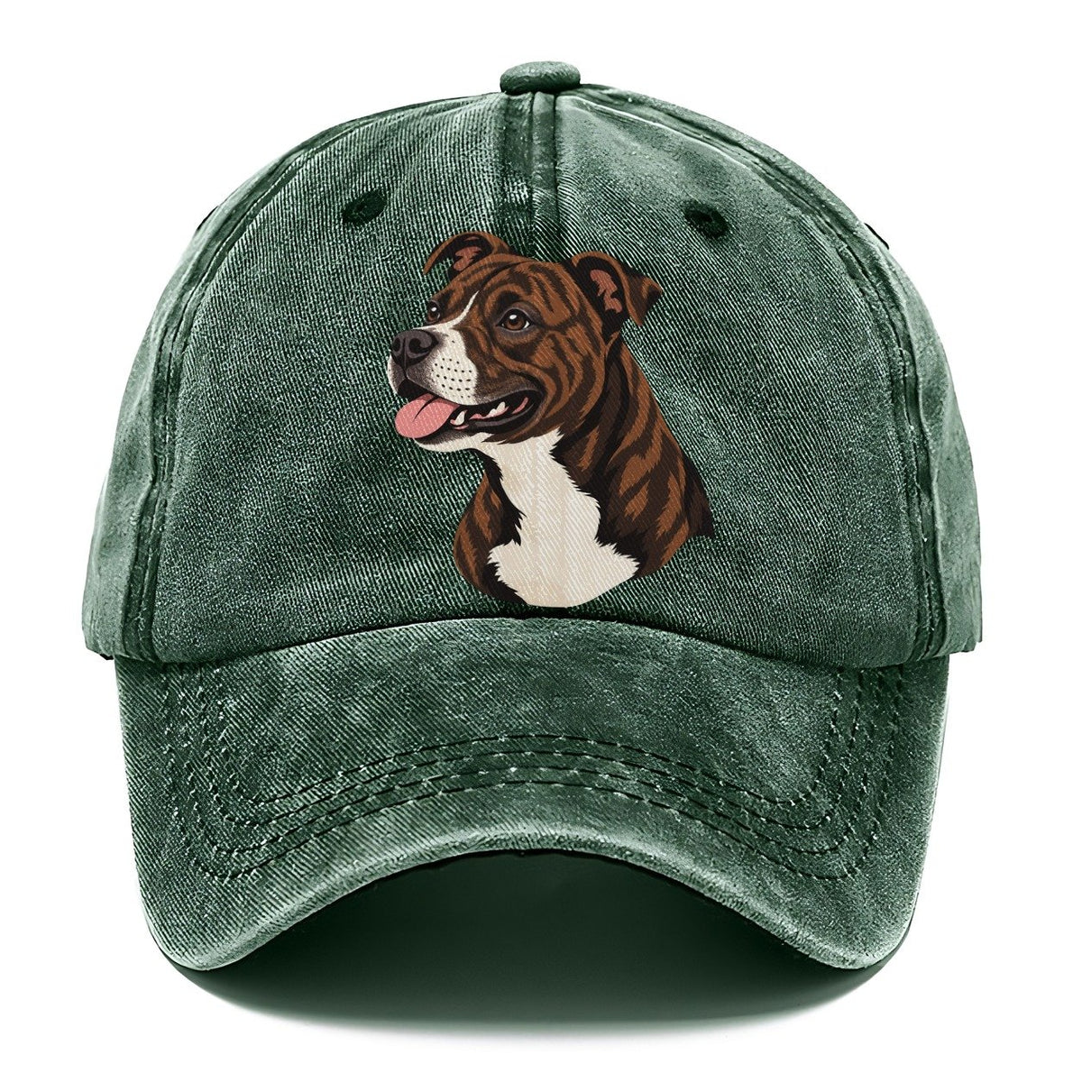 Brindle Pitbull Portrait Classic Cap – Forest Mist