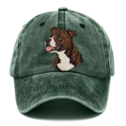 Brindle Pitbull Portrait Classic Cap – Forest Mist
