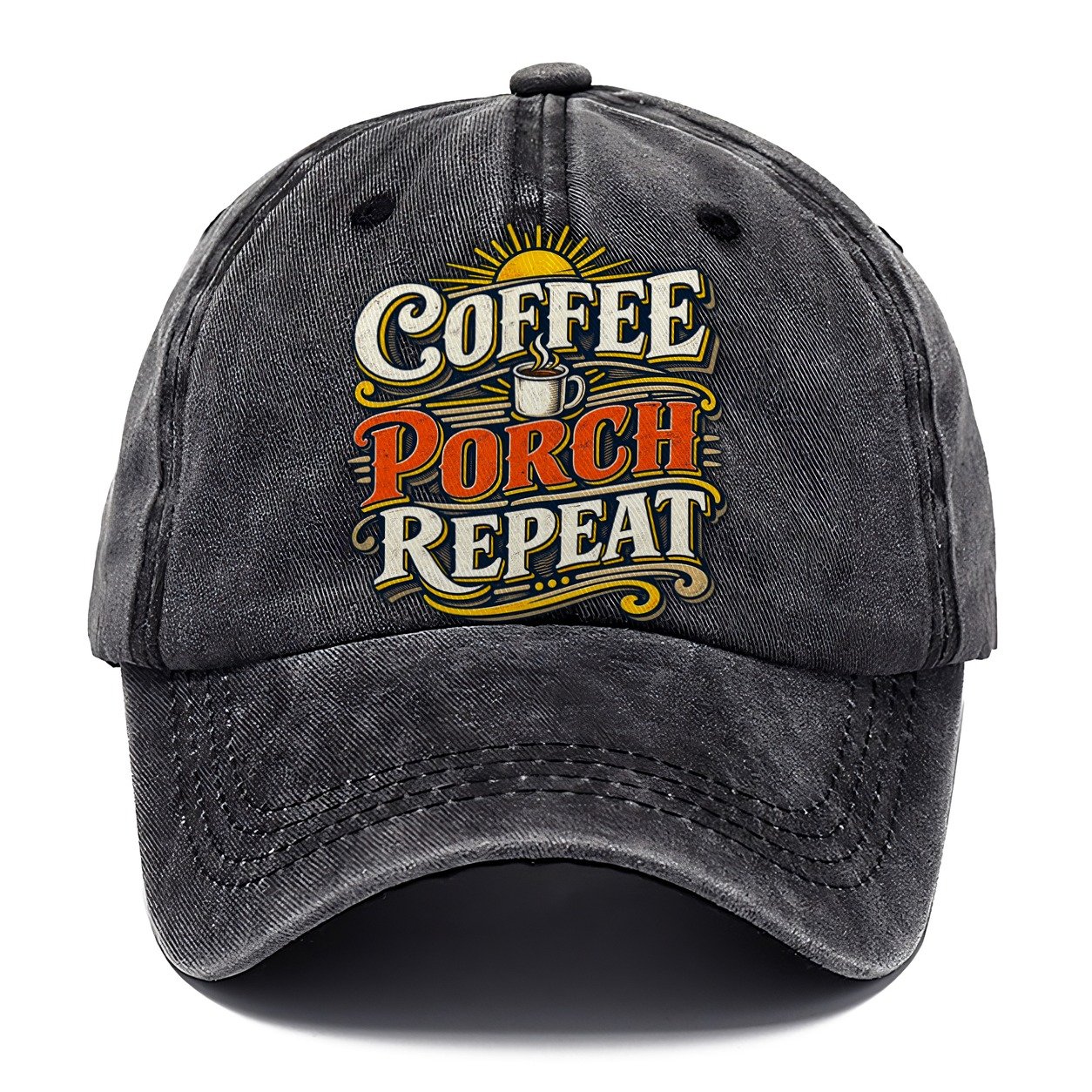 Coffee Porch Repeat Retired Living Classic Cap – Graphite