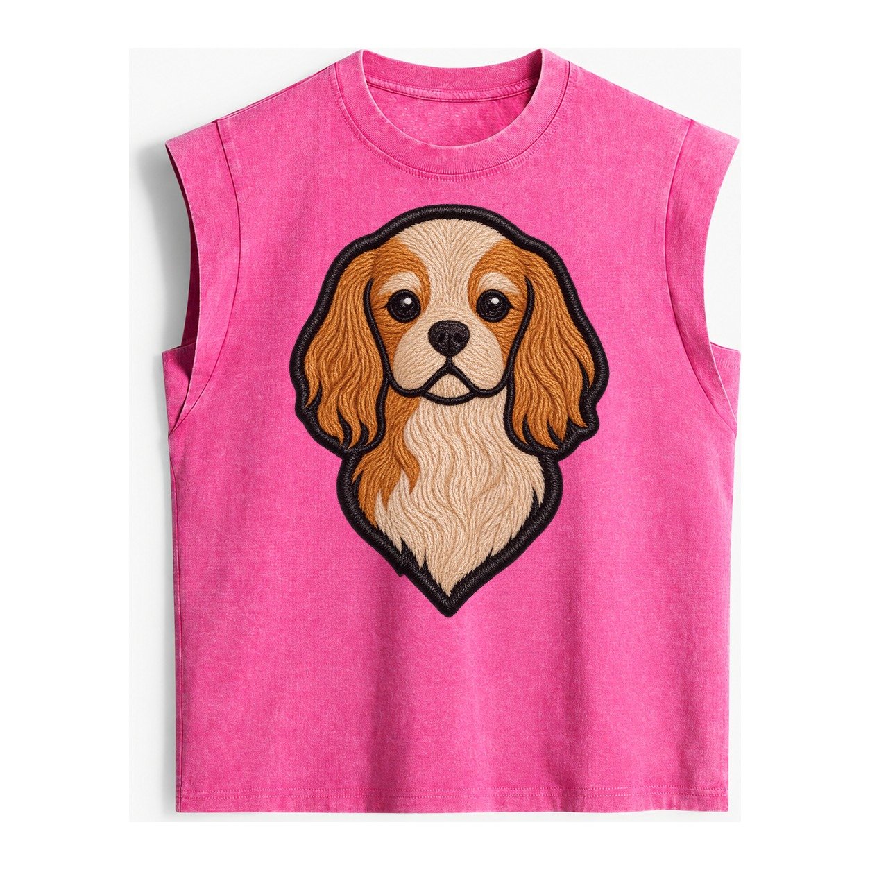 Cavalier King Charles Spaniel Modern G Vintage Washed Tank – Pink