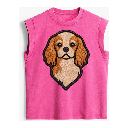 Cavalier King Charles Spaniel Modern G Vintage Washed Tank – Pink