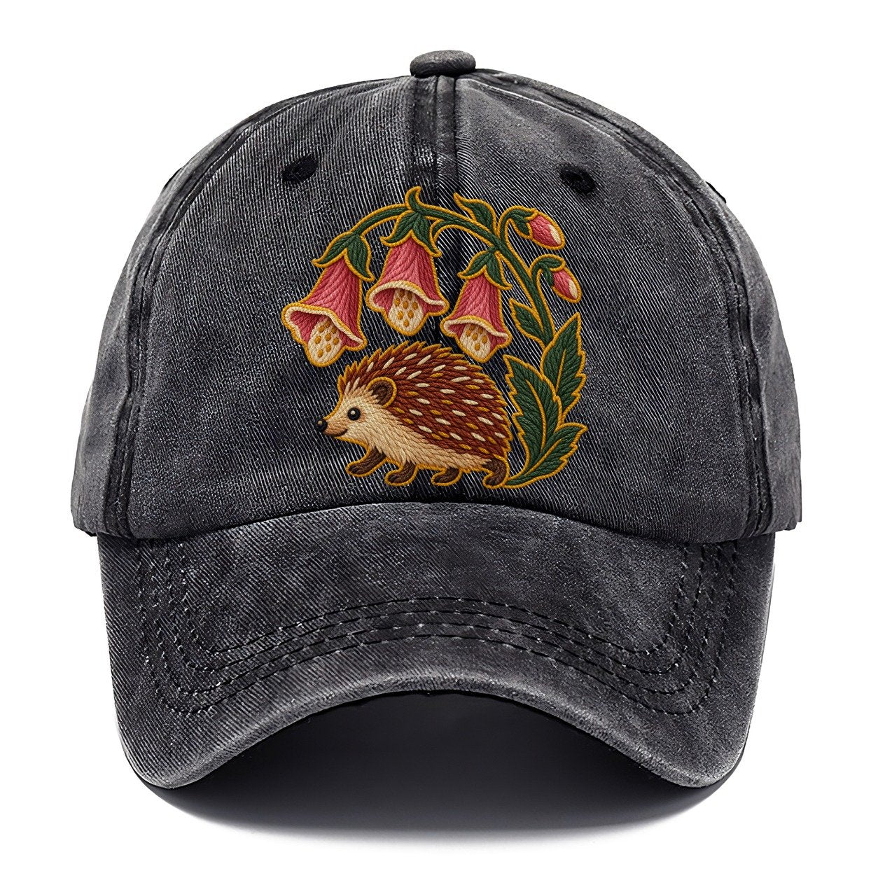 English Foxglove And Hedgehog Uk Culture Heritage Classic Cap – Graphite