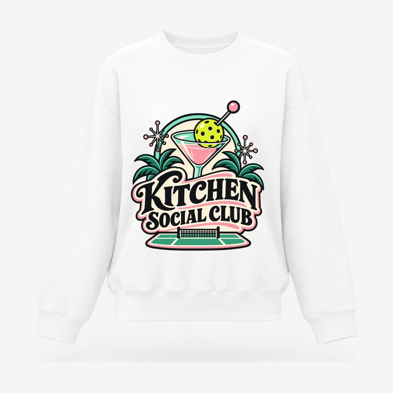 Kitchen Social Club Pickleball Life Women's Crewneck Sweatshirt – White