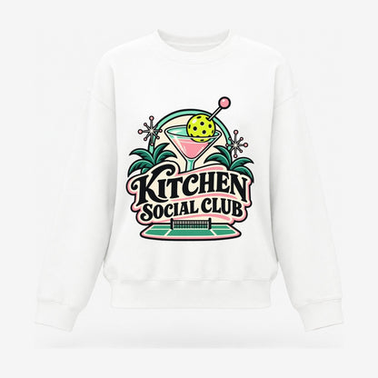 Kitchen Social Club Pickleball Life Women's Crewneck Sweatshirt – White