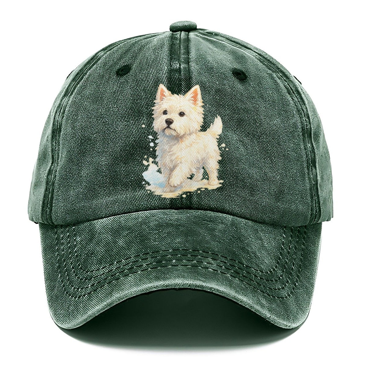 Westie Watercolor Portrait Classic Cap – Forest Mist