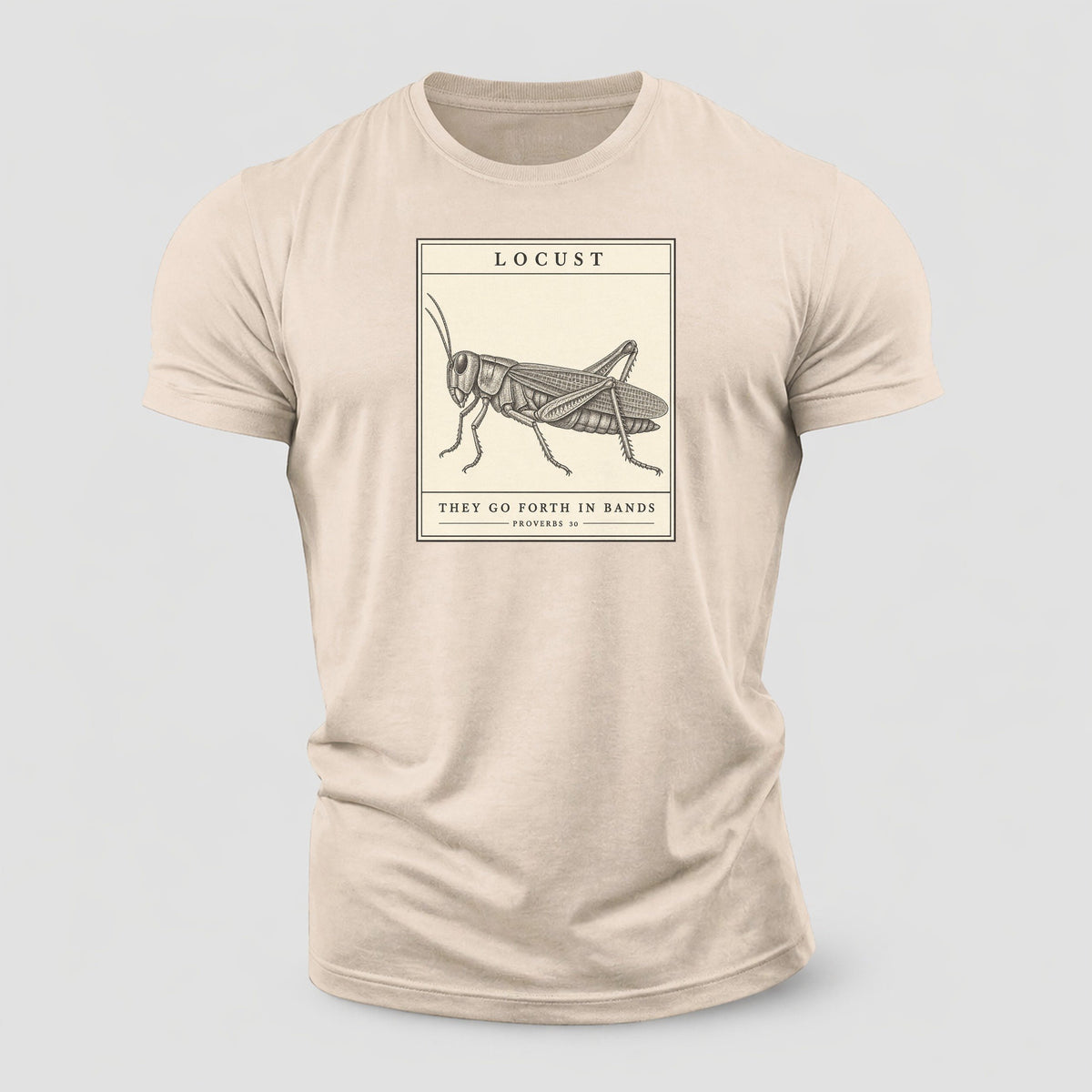 Locust Specimen Plate Creature Canticle Cotton T-Shirt – Sand