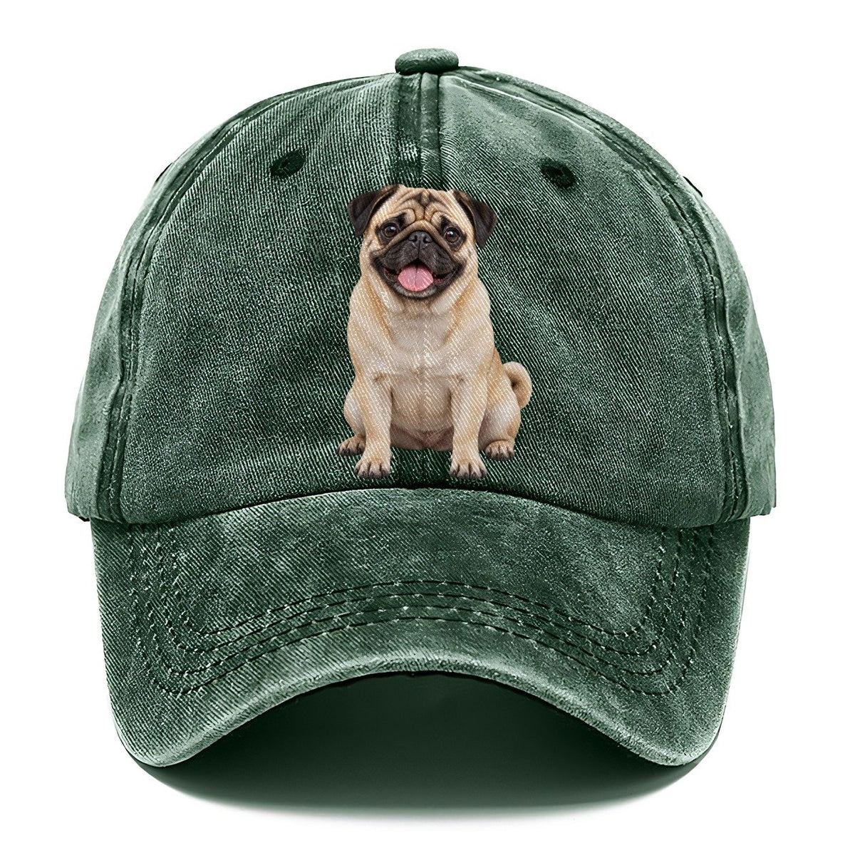Pug Sitting Top Breeds Classic Cap – Forest Mist