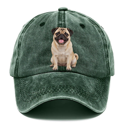 Pug Sitting Top Breeds Classic Cap – Forest Mist