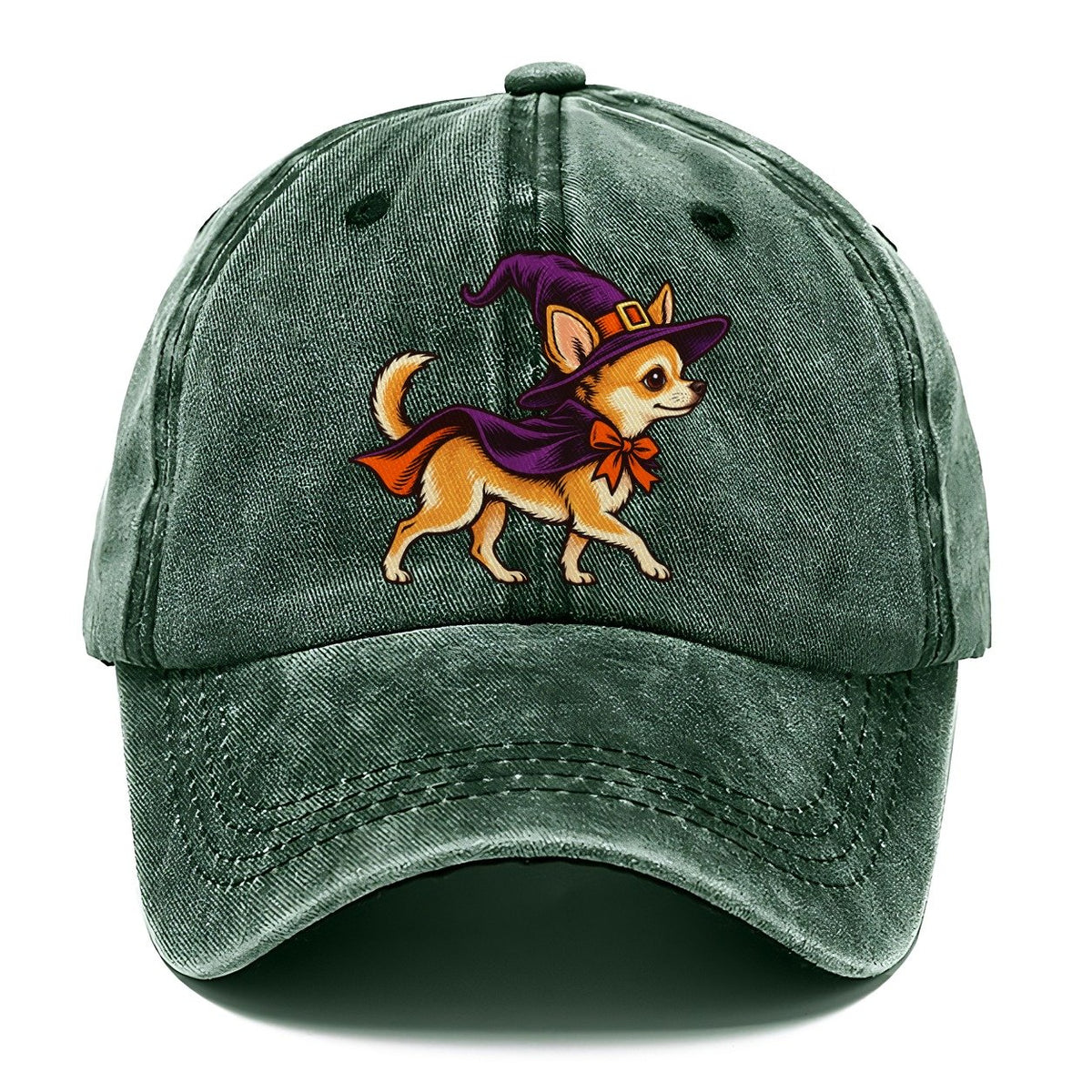 One Chihuahua In Halloween Costume Witch With A Pointed Hat And Tiny Cape Halloween Dog Parade Classic Cap – Forest Mist